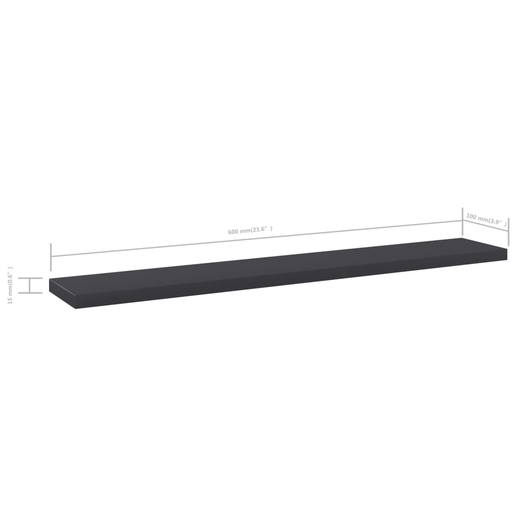 Hylleplater 4 stk grå 60x10x1,5 cm sponplate