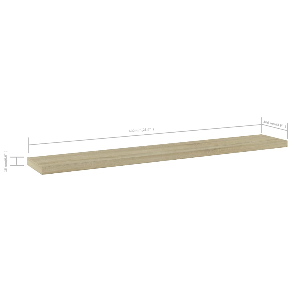 Hylleplater 4 stk sonoma eik 60x10x1,5 cm sponplate