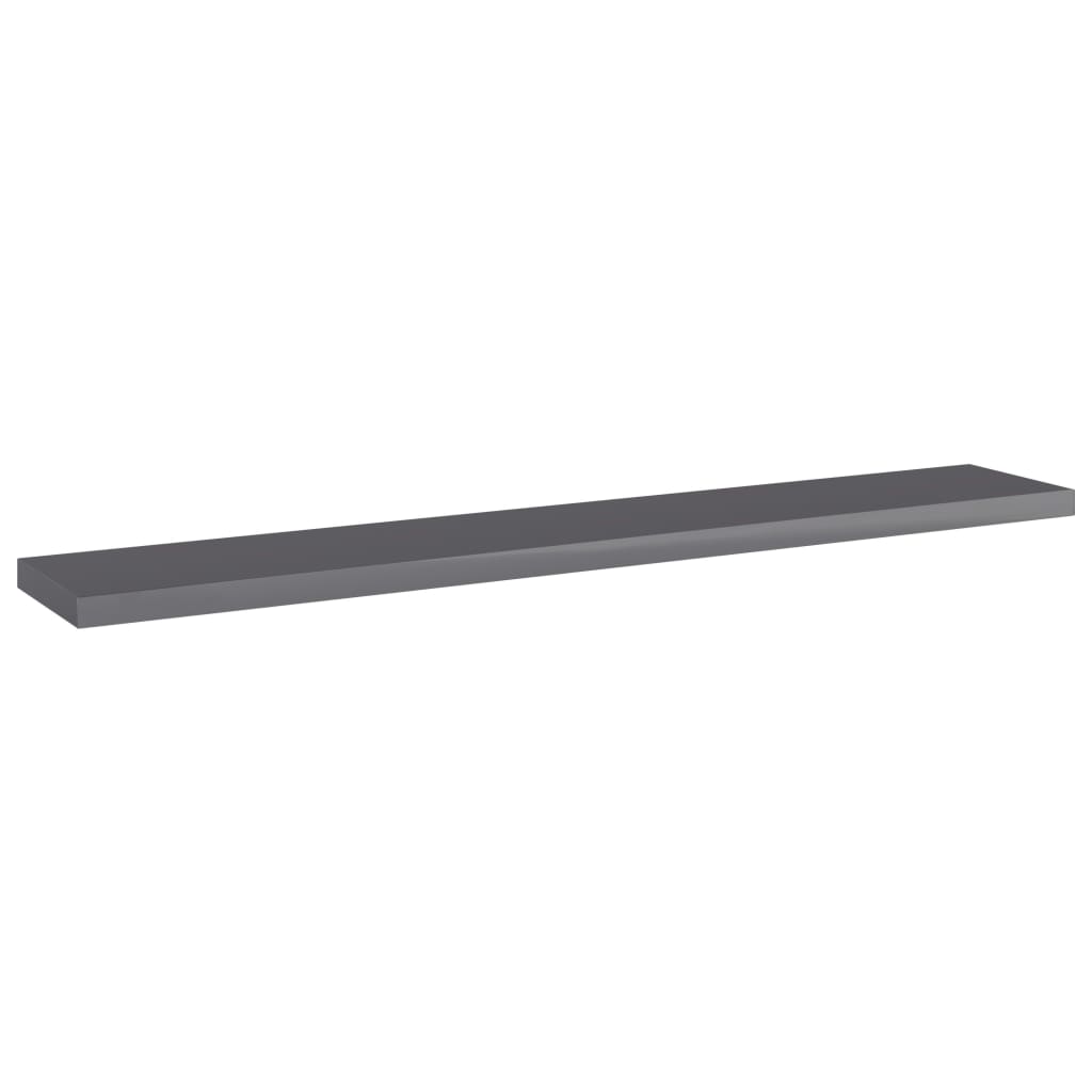 Hylleplater 4 stk høyglans grå 60x10x1,5 cm sponplate