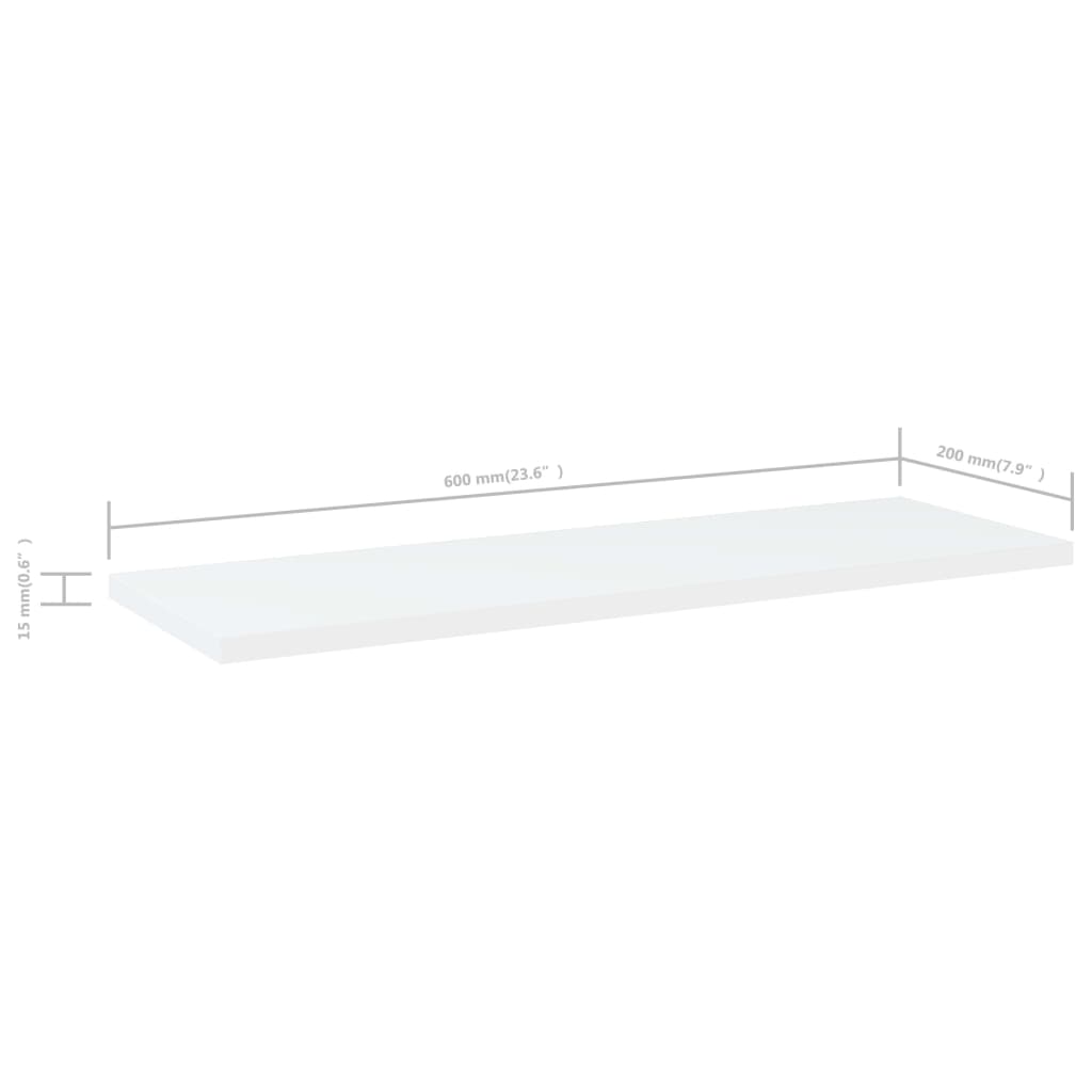 Hylleplater 4 stk hvit 60x20x1,5 cm konstruert tre