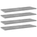 Hylleplater 4 stk betonggrå 60x20x1,5 cm sponplate