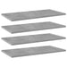 Hylleplater 4 stk betonggrå 60x30x1,5 cm sponplate