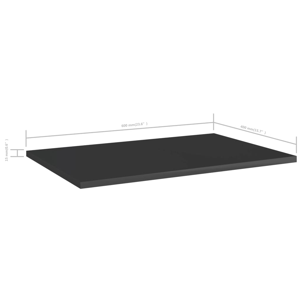 Hylleplater 8 stk høyglans svart 60x40x1,5 cm sponplate