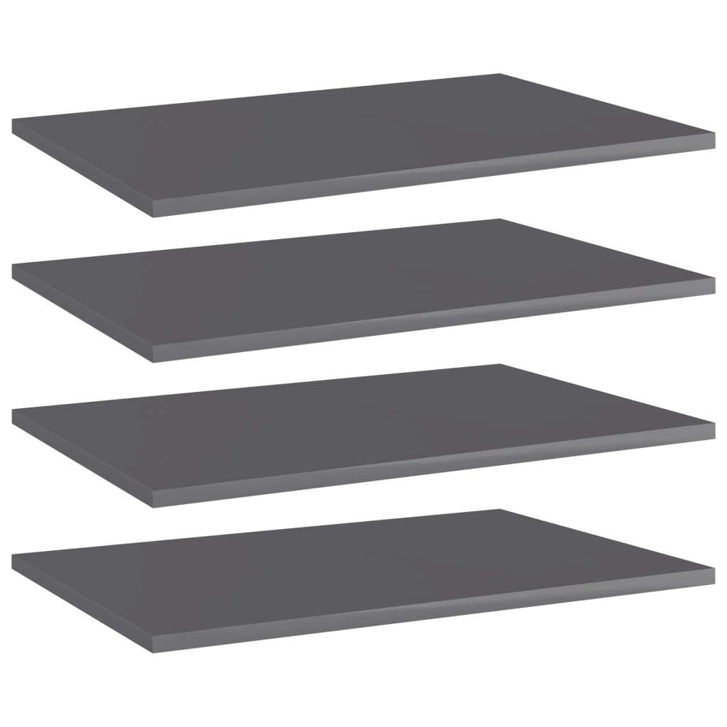 Hylleplater 4 stk høyglans grå 60x40x1,5 cm sponplate