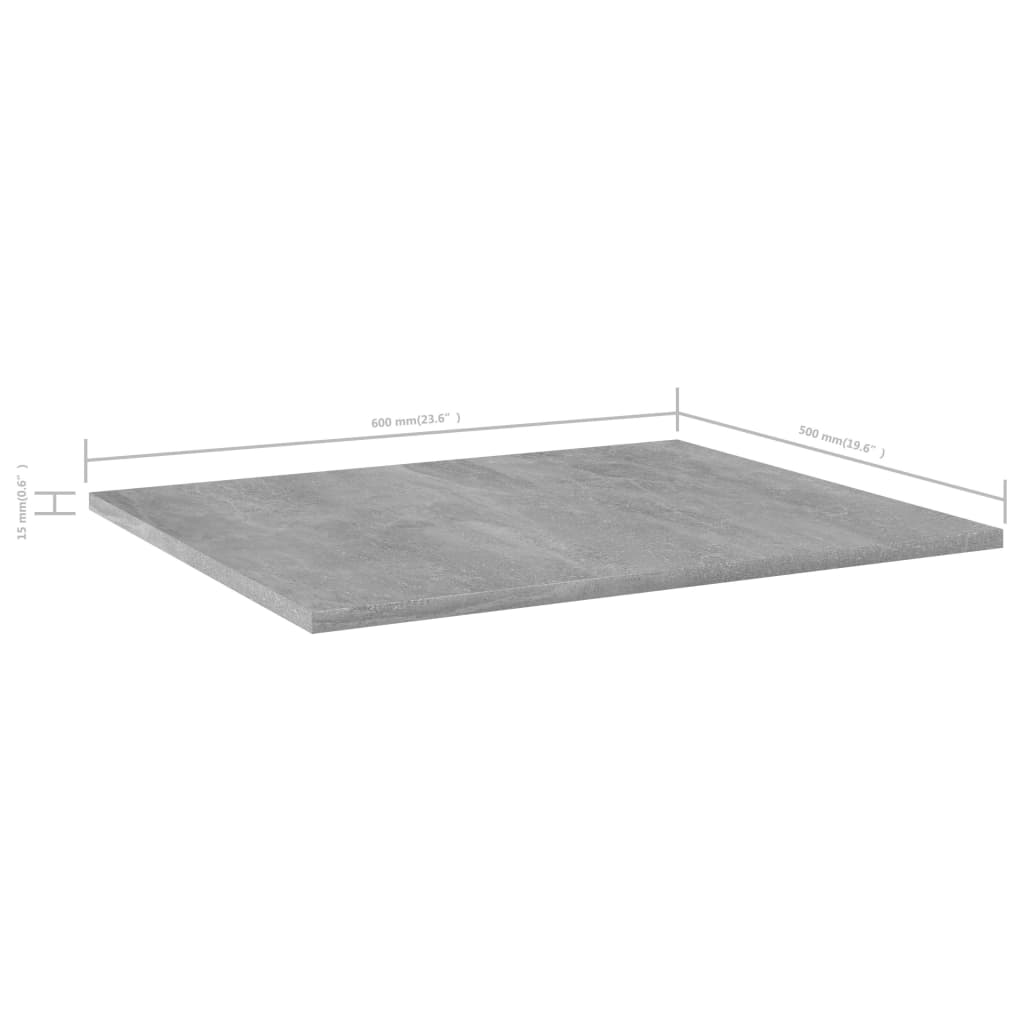 Hylleplater 8 stk betonggrå 60x50x1,5 cm sponplate