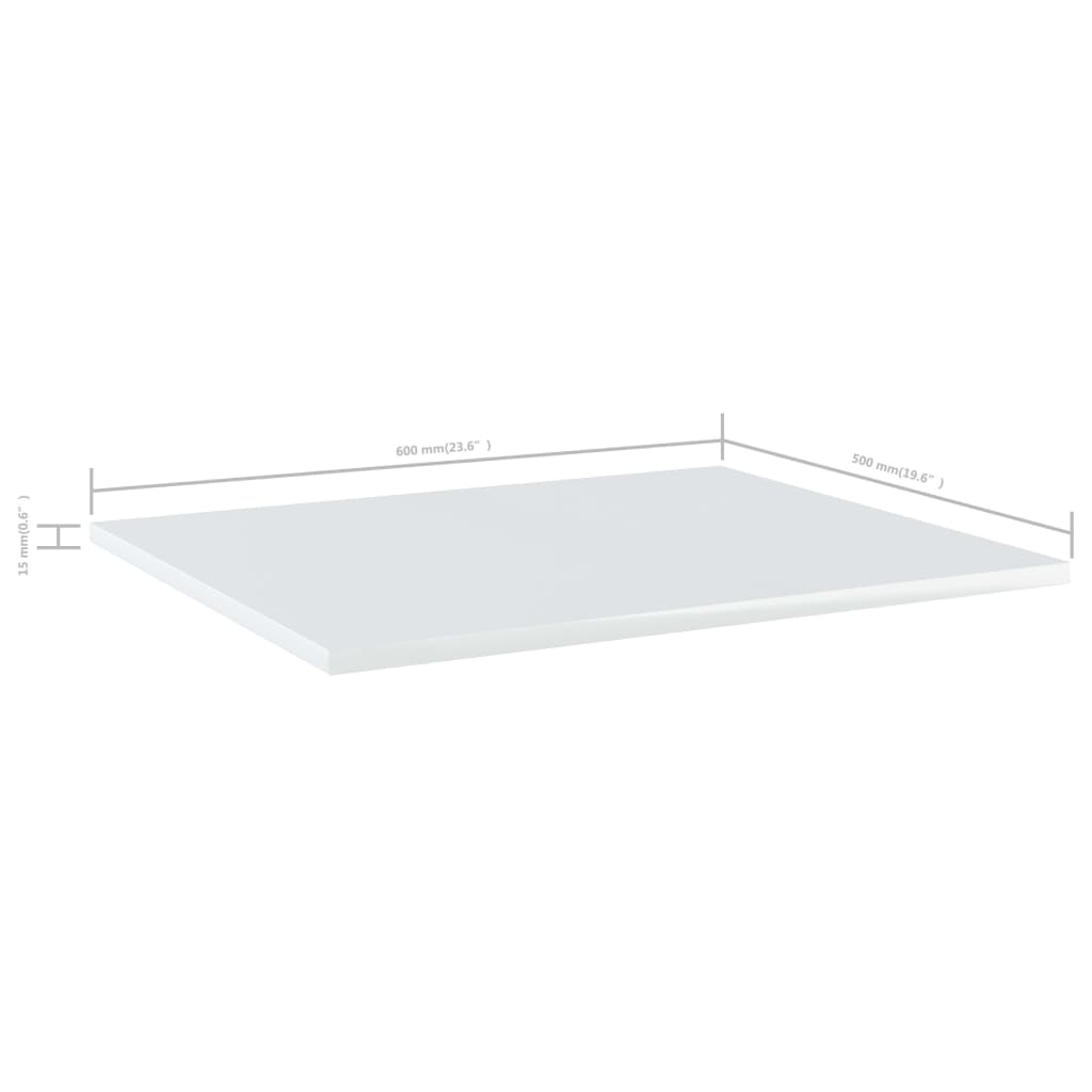 Hylleplater 8 stk høyglans hvit 60x50x1,5 cm sponplate
