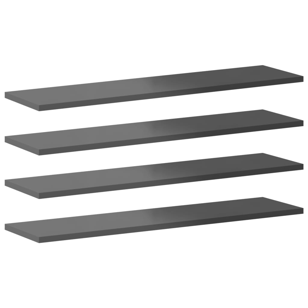 Hylleplater 8 stk høyglans grå 80x20x1,5 cm sponplate