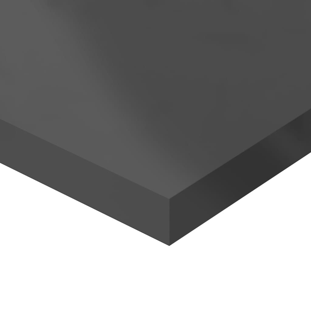 Hylleplater 8 stk høyglans grå 80x20x1,5 cm sponplate