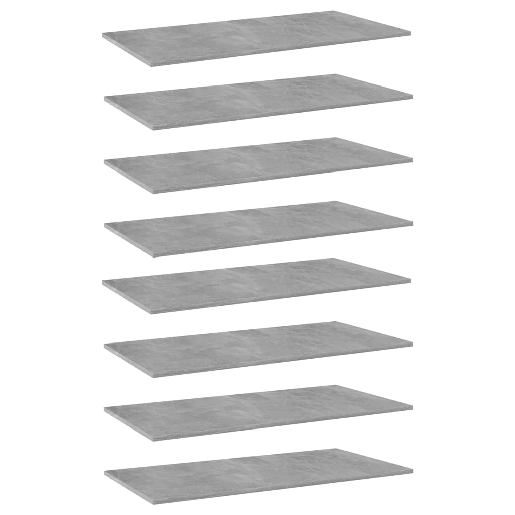 Hylleplater 8 stk betonggrå 80x30x1,5 cm sponplate