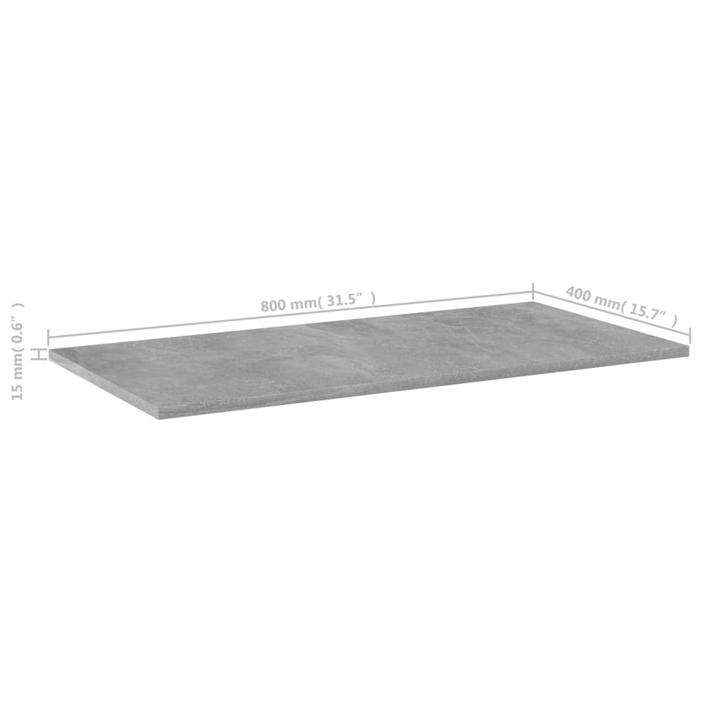 Hylleplater 4 stk betonggrå 80x40x1,5 cm konstruert tre