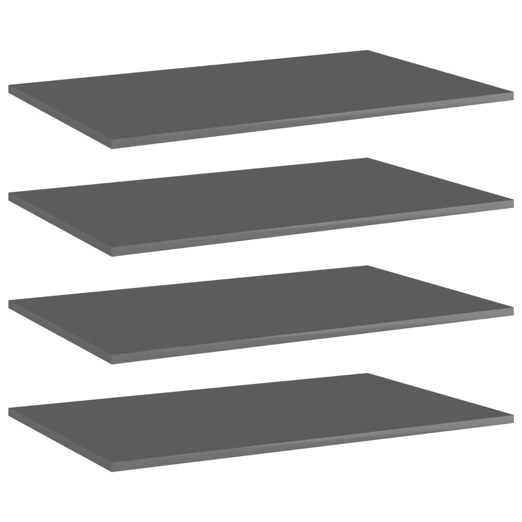 Hylleplater 4 stk høyglans grå 80x50x1,5 cm sponplate