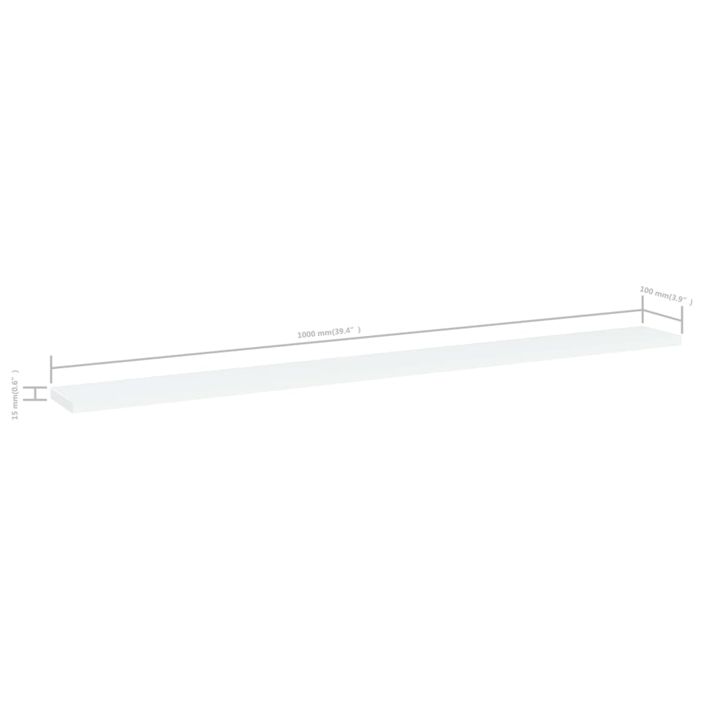Hylleplater 4 stk hvit 100x10x1,5 cm sponplate