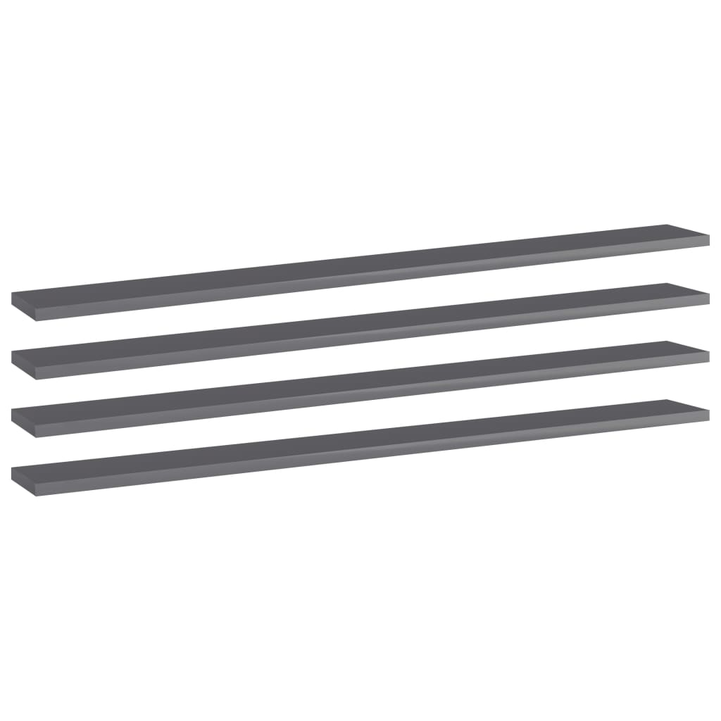 Hylleplater 4 stk høyglans grå 100x10x1,5 cm sponplate