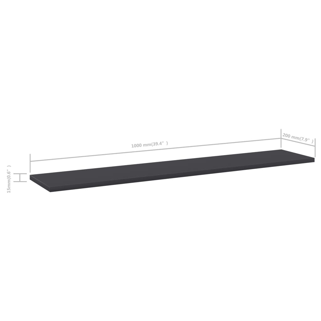 Hylleplater 4 stk grå 100x20x1,5 cm sponplate