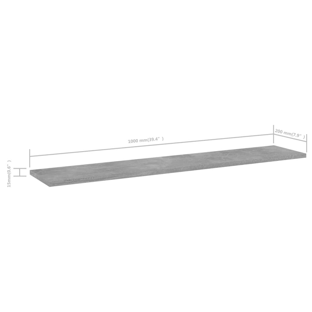 Hylleplater 8 stk betonggrå 100x20x1,5 cm sponplate