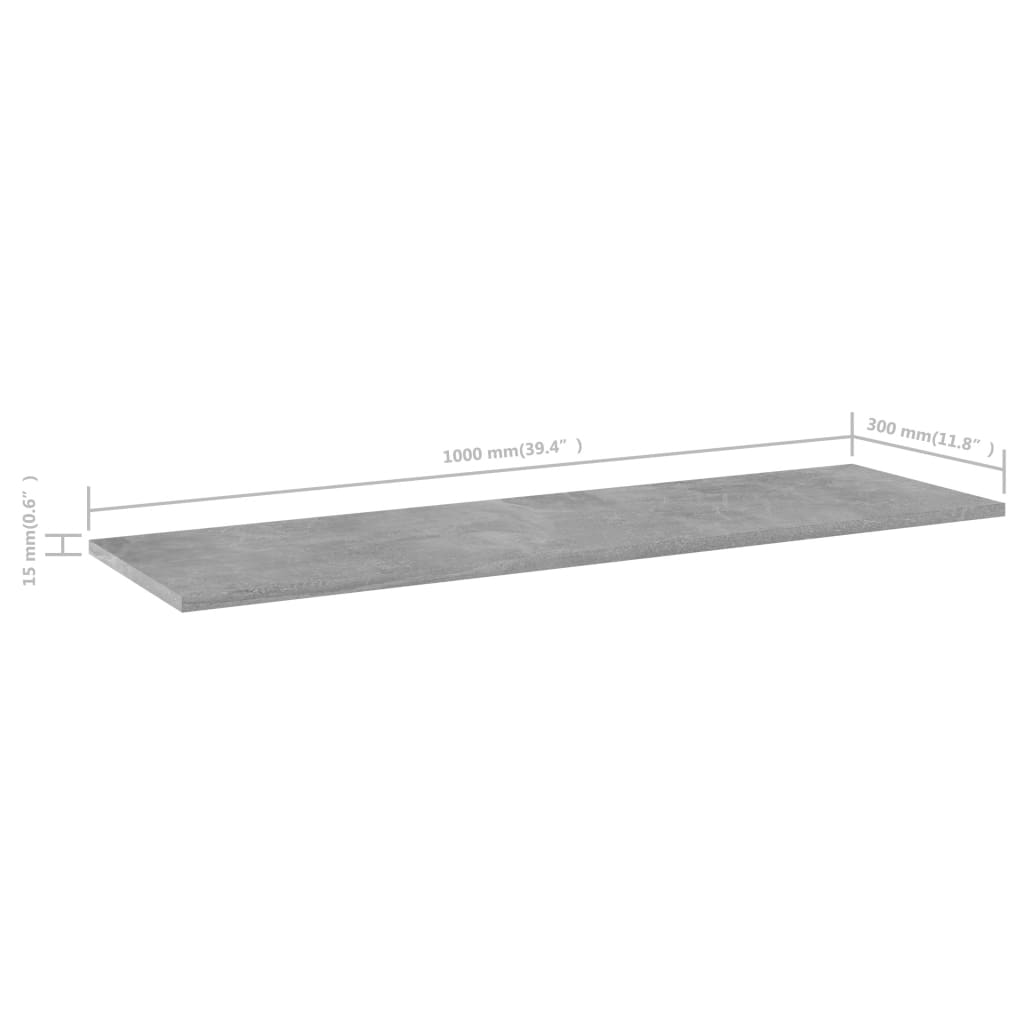 Hylleplater 8 stk betonggrå 100x30x1,5 cm sponplate