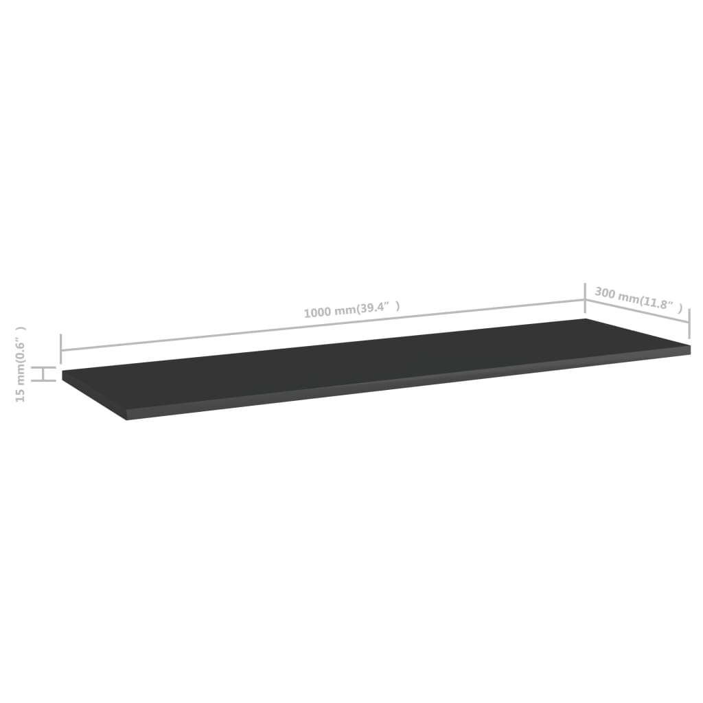 Hylleplater 8 stk høyglans svart 100x30x1,5 cm sponplate