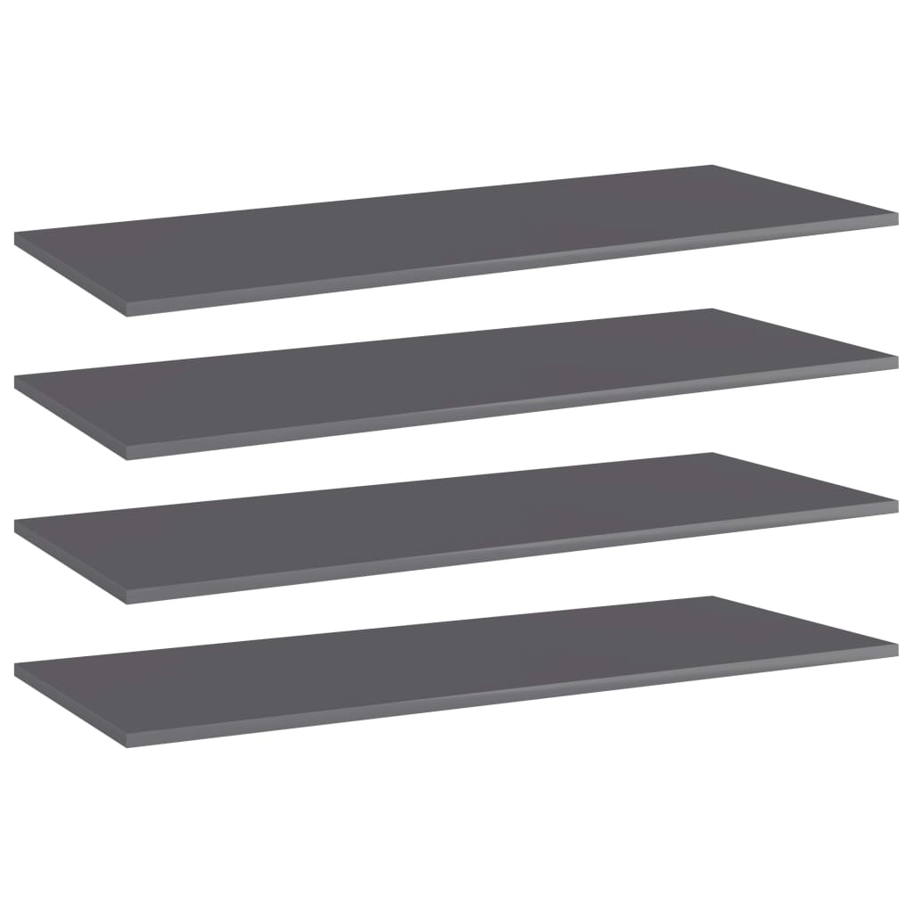 Hylleplater 4 stk høyglans grå 100x40x1,5 cm sponplate