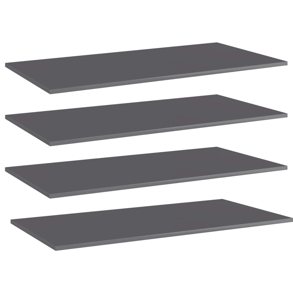 Hylleplater 4 stk høyglans grå 100x50x1,5 cm sponplate