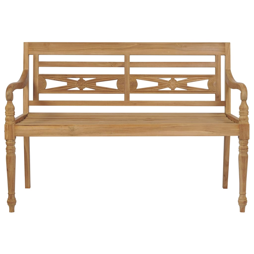 Batavia benk med grønn pute 120 cm heltre teak