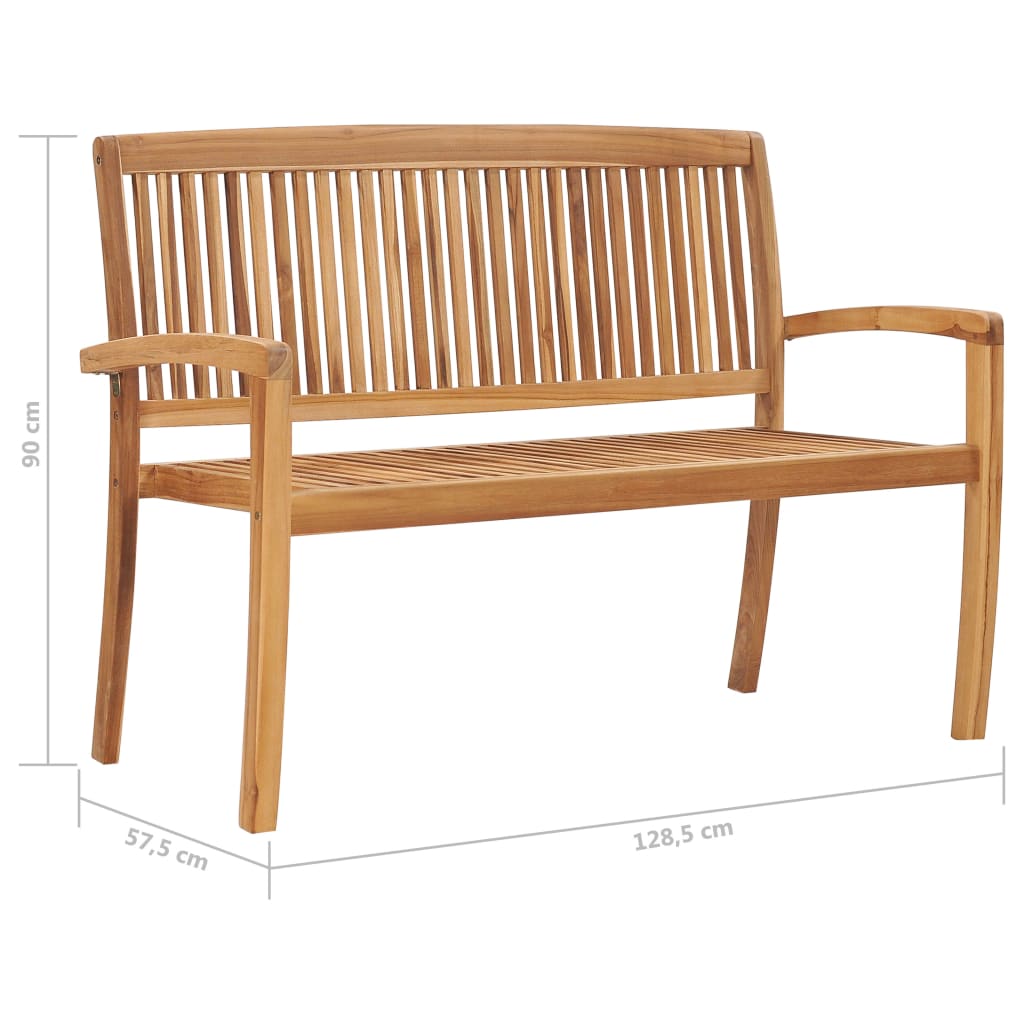 Stablebenk med pute 128,5 cm heltre teak