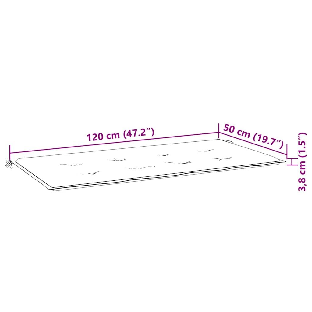 Stablebenk med pute 128,5 cm heltre teak