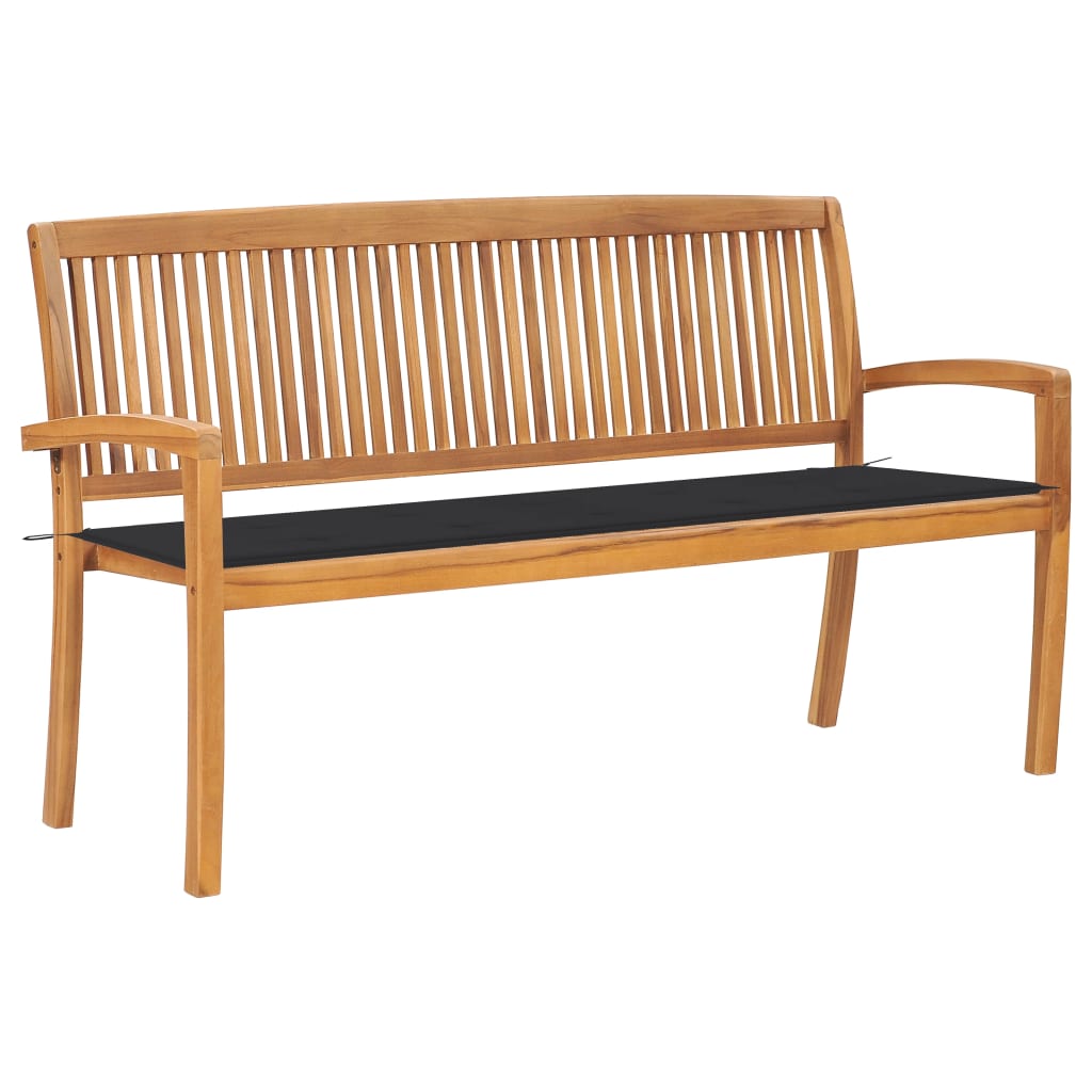 Stablebenk med pute 159 cm heltre teak