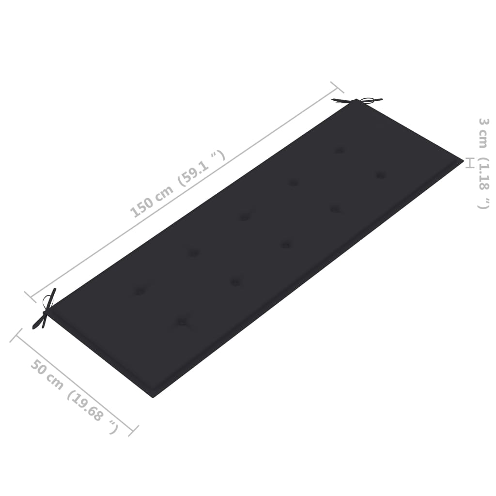 Stablebenk med pute 159 cm heltre teak