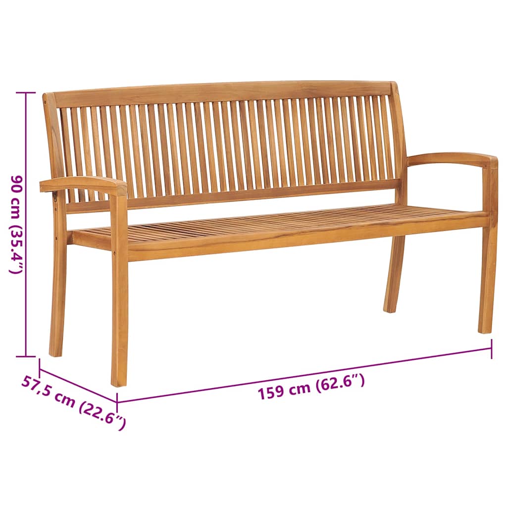 Stablebenk med pute 159 cm heltre teak
