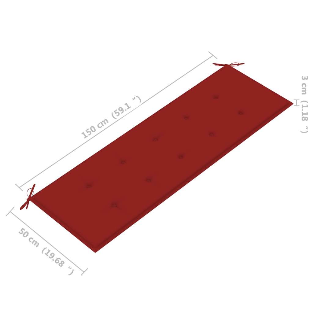 Stablebenk med pute 159 cm heltre teak