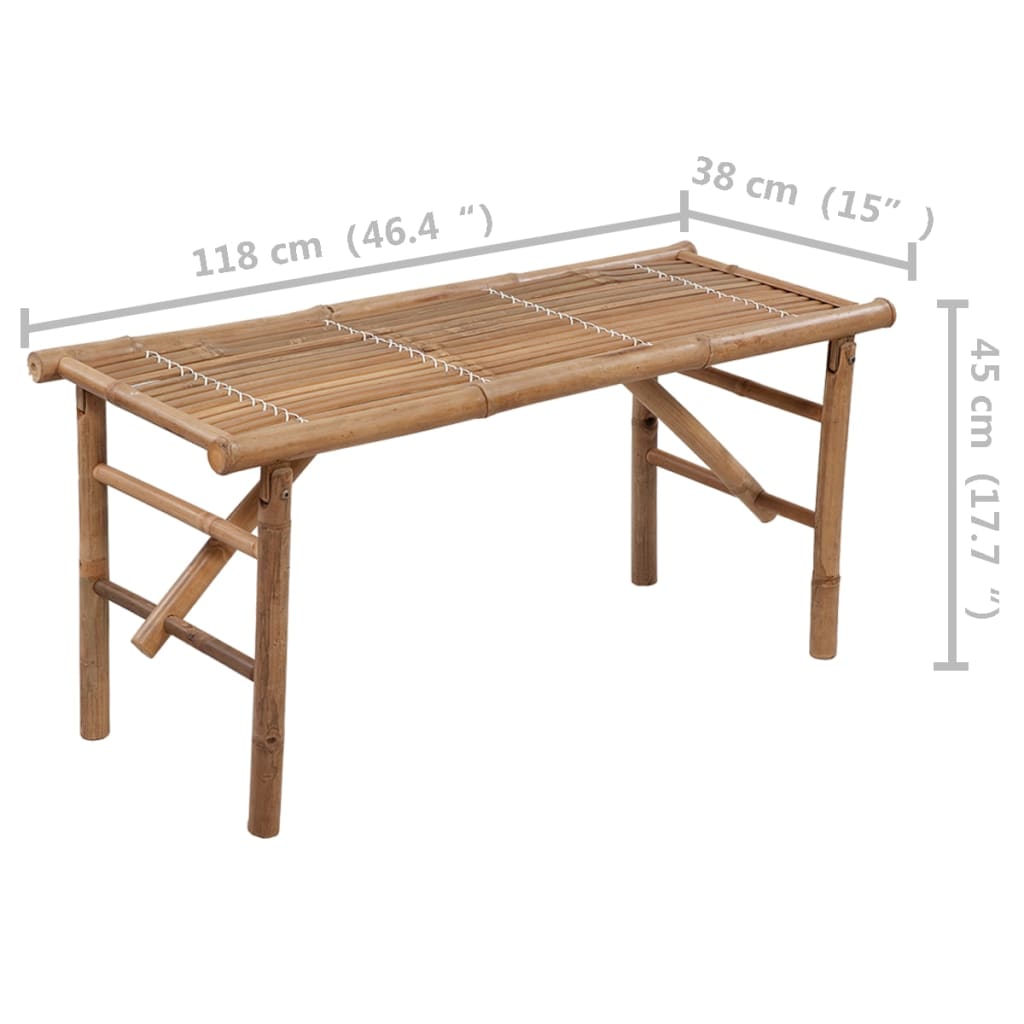 Sammenleggbar Hagebenk med pute 118 cm bambus