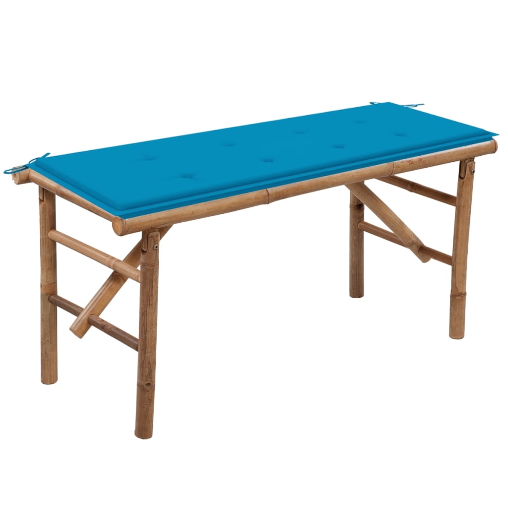 Sammenleggbar Hagebenk med pute 118 cm bambus