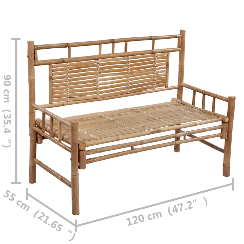 Hagebenk med pute 120 cm bambus