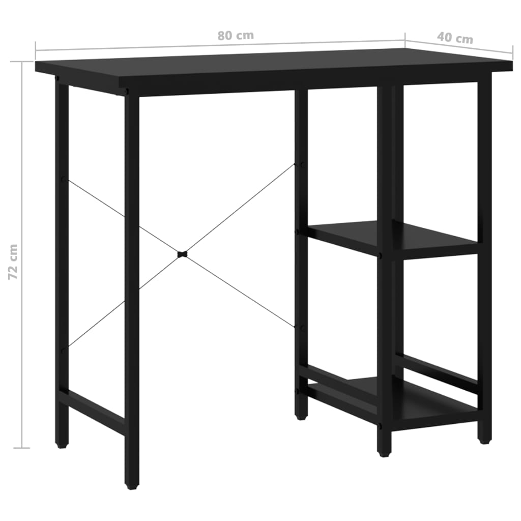 PC-bord svart 80x40x72 cm MDF og metall