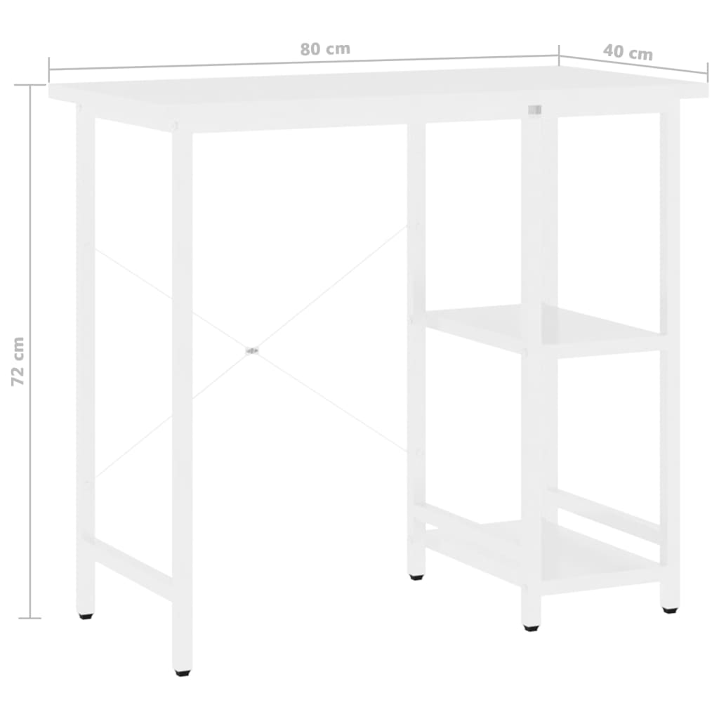 PC-bord hvit 80x40x72 cm MDF og metall