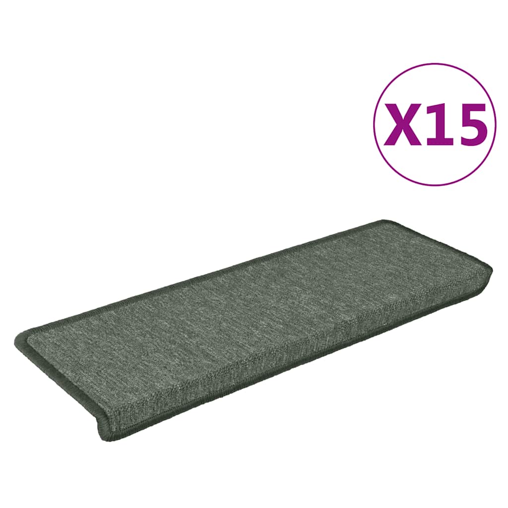 Trappematter 15 stk 65x21x4 cm mørkegrønne rektangulær kant