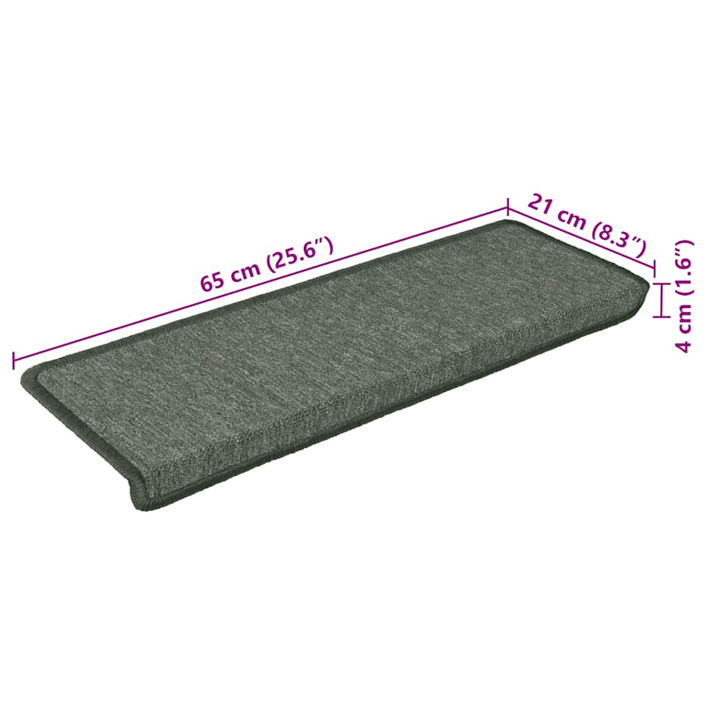 Trappematter 15 stk 65x21x4 cm mørkegrønne rektangulær kant