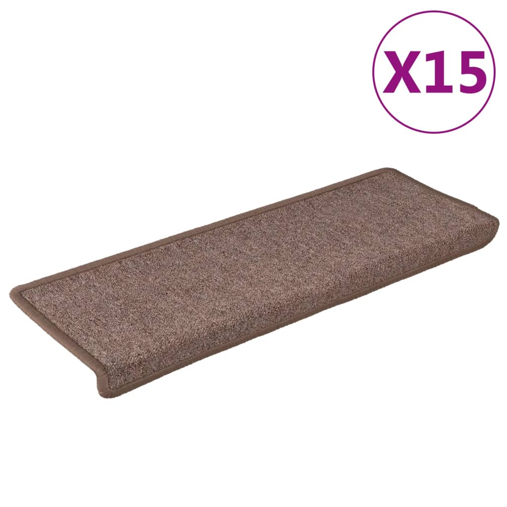 Trappematter 15 stk 65x21x4 cm brun rektangulær kant