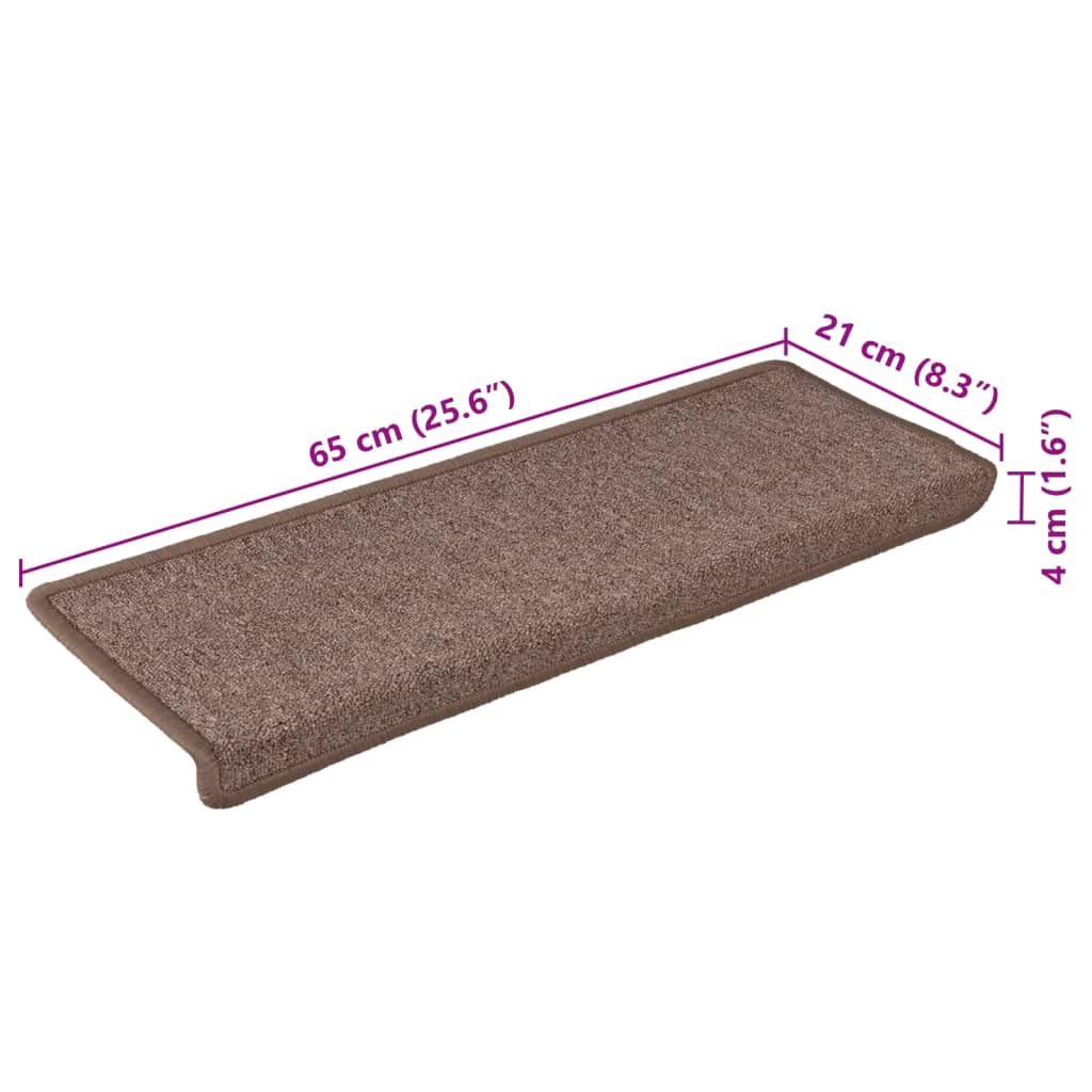 Trappematter 15 stk 65x21x4 cm brun rektangulær kant