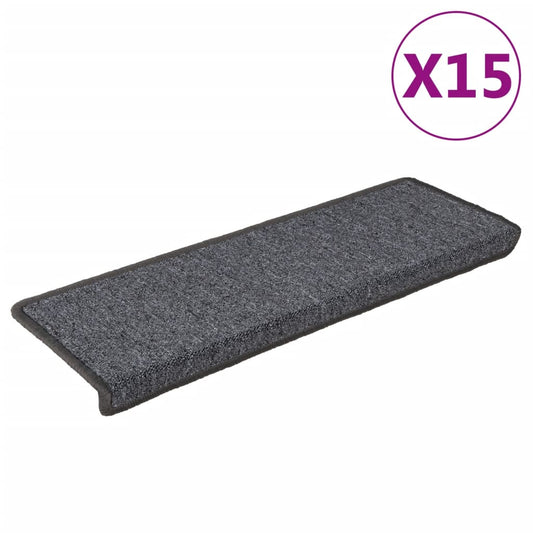 Trappematter 15 stk 65x21x4 cm mørkegrå rektangulær kant