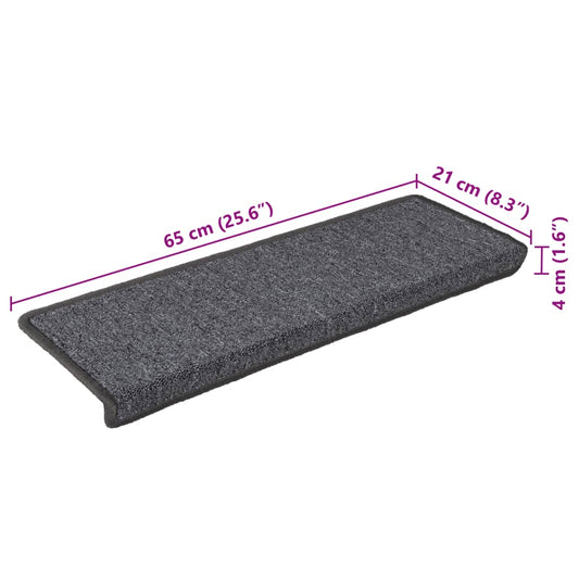 Trappematter 15 stk 65x21x4 cm mørkegrå rektangulær kant