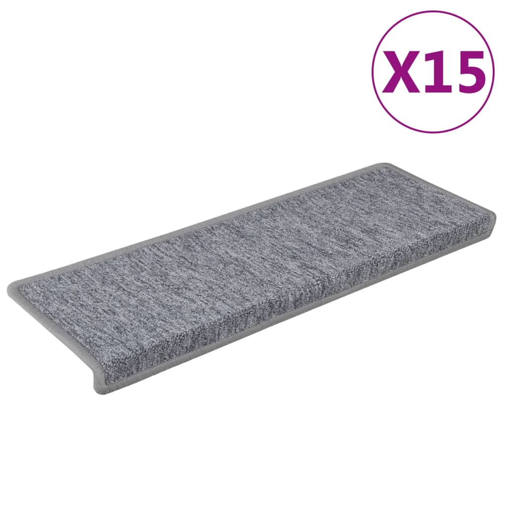 Trappematter 15 stk 65x21x4 cm lysegrå rektangulær kant