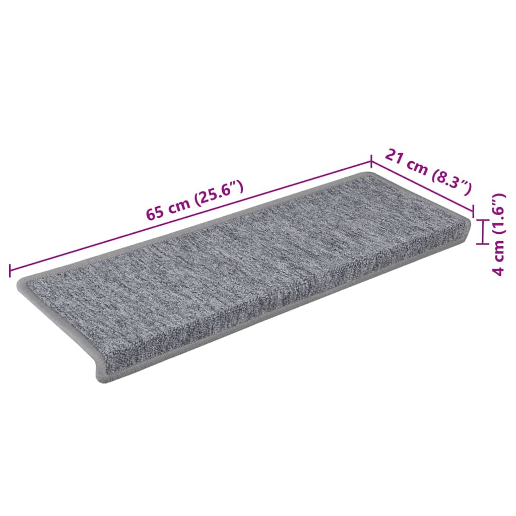 Trappematter 15 stk 65x21x4 cm lysegrå rektangulær kant