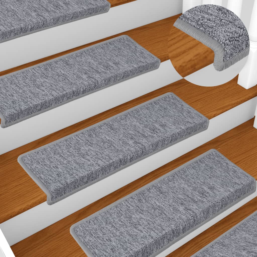 Trappematter 15 stk 65x21x4 cm lysegrå rektangulær kant