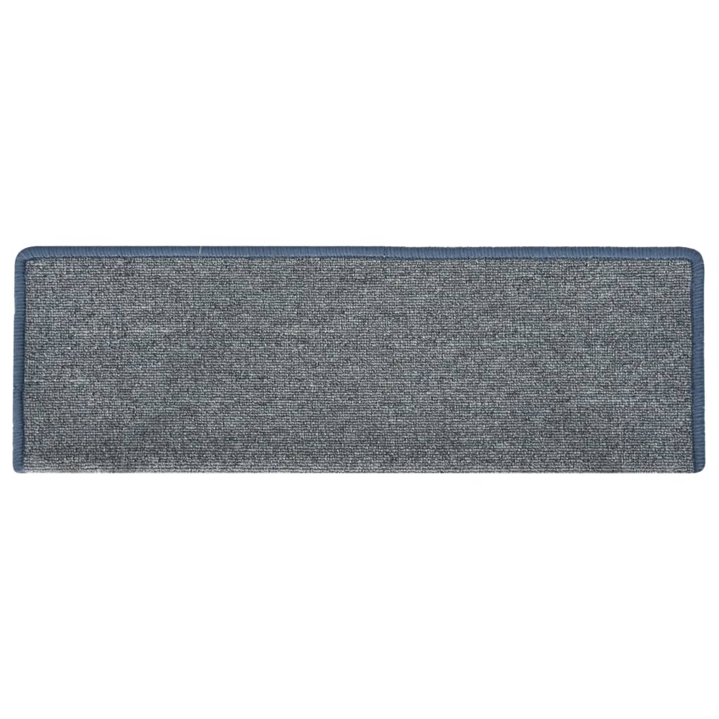 Trappematter 15 stk 65x21x4 cm lysegrå og blå rektangulær kant