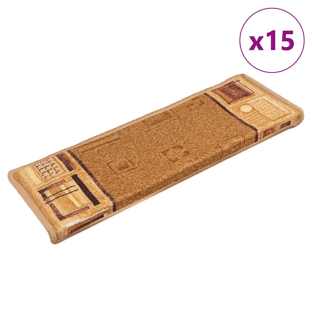 Selvklebende trappematter 15 stk 65x21x4 cm beige