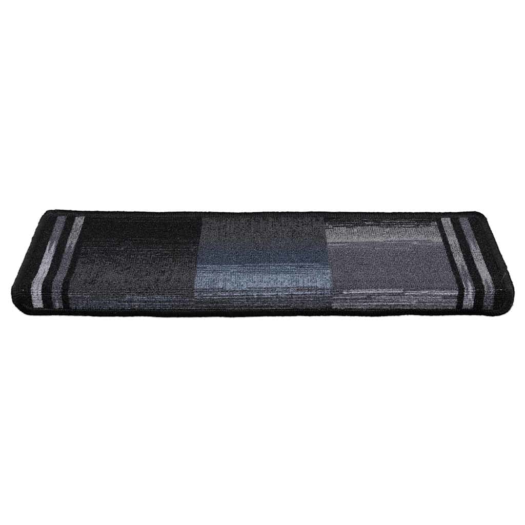 Selvklebende trappematter 15 stk 65x21x4 cm svart og grå