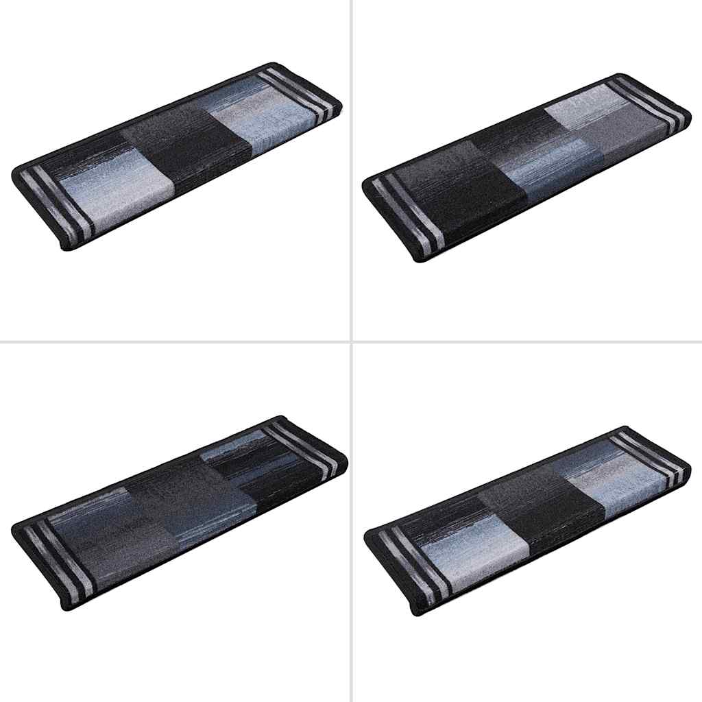 Selvklebende trappematter 15 stk 65x21x4 cm svart og grå