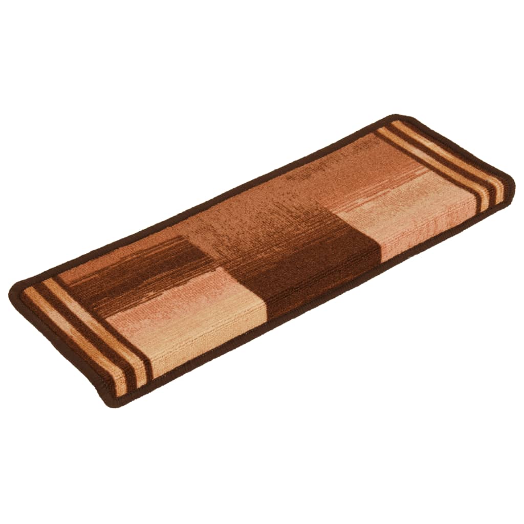 Selvklebende trappematter 15 stk 65x21x4 cm brun
