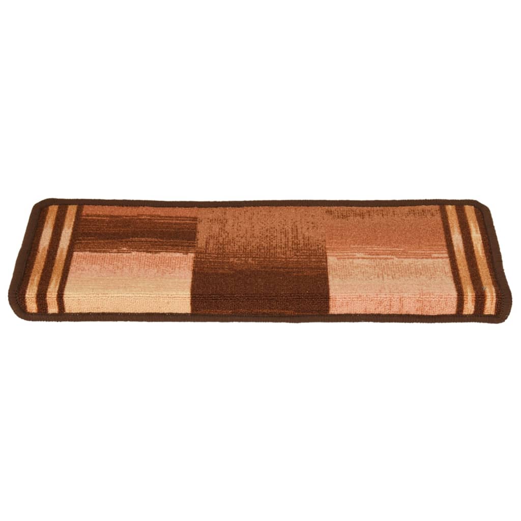 Selvklebende trappematter 15 stk 65x21x4 cm brun